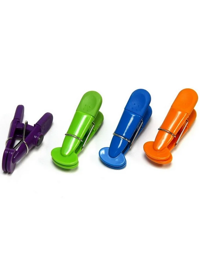 Chef Craft 4-Piece Comfortable Rubber Grip Magnetic Kitchen Memo Clip Set Multicolour Large 21788